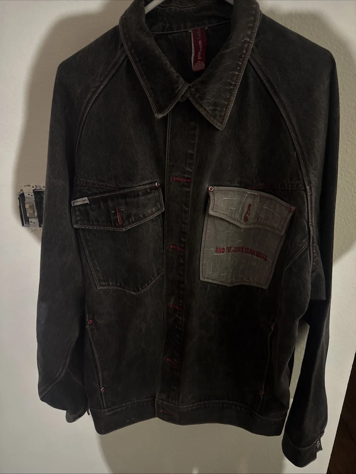 FUBU Platinum Vintage Jacket Fat Albert Junkyard Gang Black Denim Button Size XL - Image 2 of 4