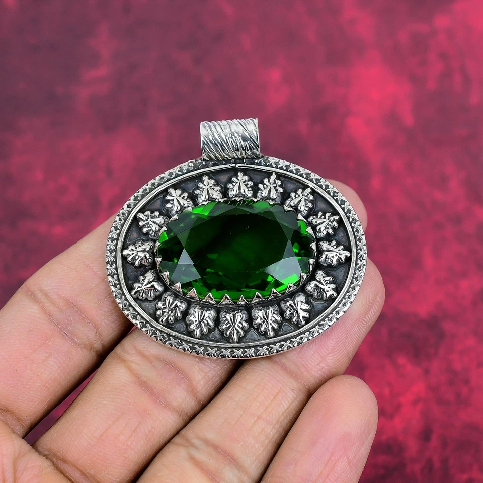 Peridot Gemstones Handmade 925 Sterling Silver Jewelry Pendant Love Forever Gift - Image 2 of 4