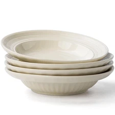 Pasta Bowls Set of 4, Ceramic 8 inch Salad Bowl, 18oz Soup Bowls with Texture...
