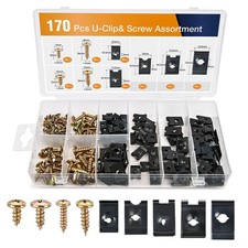 170 Pcs Car U-Clip And Screw Assortment Kit 9 Different Sizes Automotive U Nut