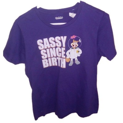Nickelodeon Viacom Sandy Cheeks ''Sassy Since Birth'' Women's Medium Purple Shirt