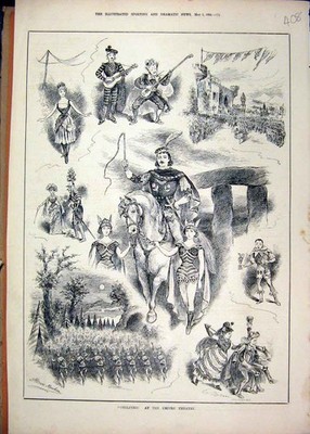 Original alter antiker Druck Chilperic Empire Theater 1884 Pferdemusik Tanzen
