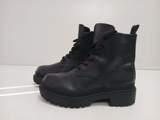 H&M Women's Black Leather Lace Up Chunky Ankle Boots. UK(4) EUR(37) -BOX111