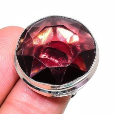 Pink Amethyst Round Shape Gemstone Adjustable Ring Handmade Gift Jewelry FR 1645