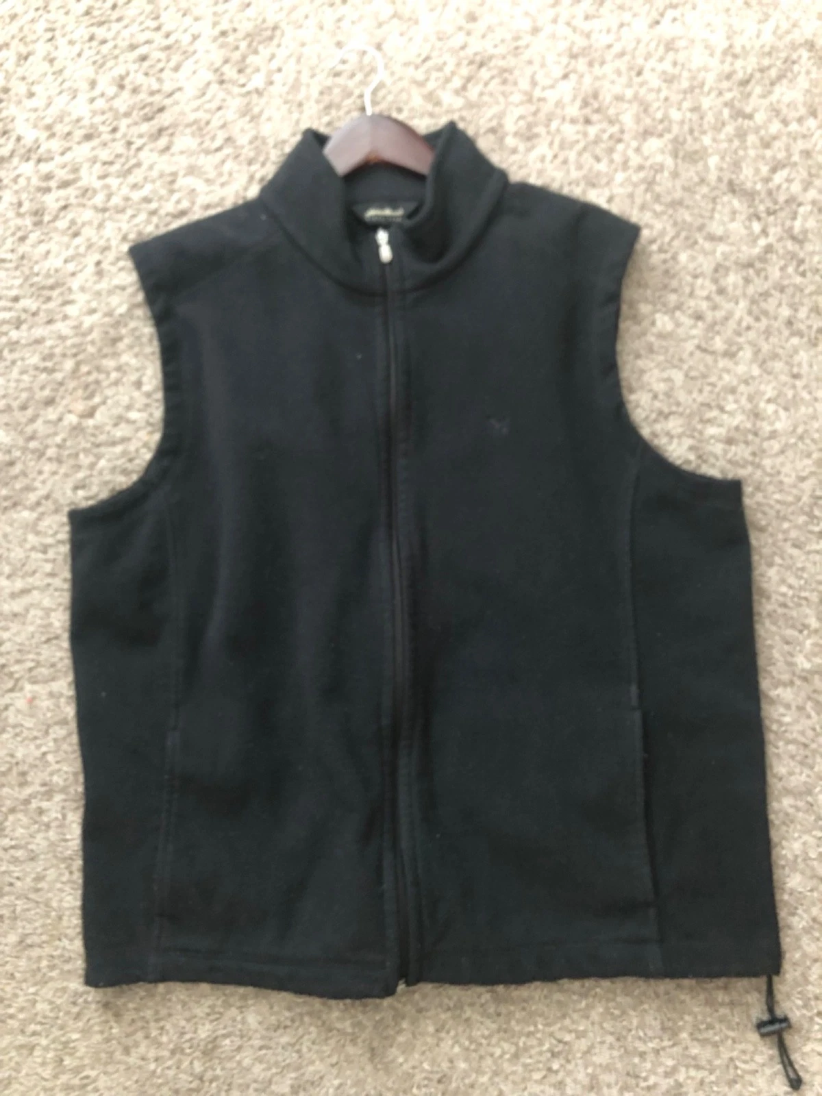 EUC VTG Eddie Bauer Vest Men XL Tall Black Jacket Fleece Coat Y2K Hiking Outdoor