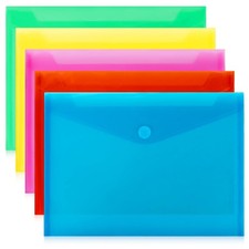 5 Pcs Plastic File Folders Envelopes Reusable File Bags for Documents Office