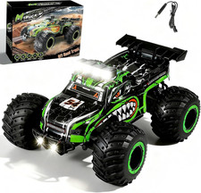 Remote Control Monster Truck for Kids: Off-Road RC Car with Headlights  Body Li