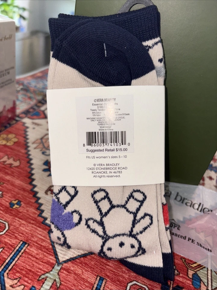 Vera Bradley Calcetines Tostados Peluches Piedra pómez Osos de peluche Nuevos con Etiquetas Foto 2 de 2
