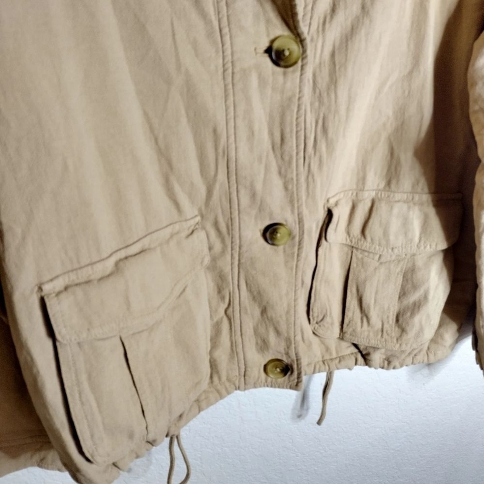 American Eagle Spec Button Down Drawstring Shaket… - image 4