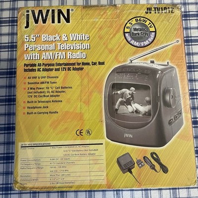 jWIN 5.5'' Tv/radio Black/White TV AM/FM Radio Combo Portable--New/Sealed