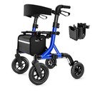 Maxwalk Rollator Walker With Seat 10" All-Terrain Rubber Wheels Foldable Compact