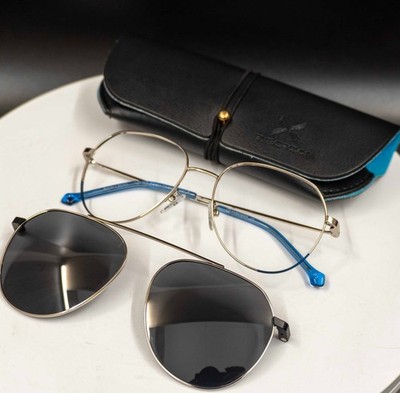 Eyecroxx EC612MD Brille mit Magnet Clip-On Sonnenbrille Gestell Brille