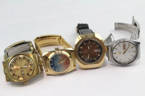 Assorted Vintage Mechanical Watches Tissot PR516 GL Seiko 5 Sekonda Working x 4