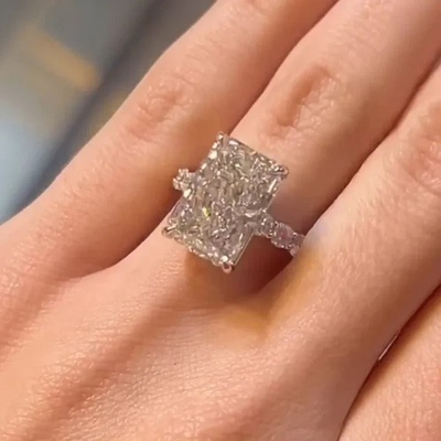 #ad RARE 5.28 Ct Radiant Cut Certified White Diamond Ring 925 Silver $160.01