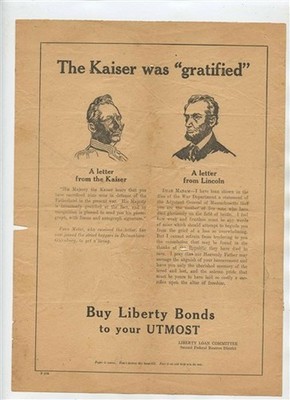 Kaiser was Gratified A Letter From the Kaiser & From Lincoln Buy Liberty Bonds 