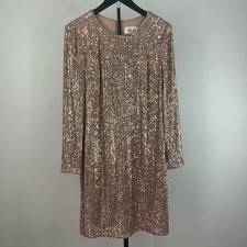 Eliza J Rose Gold Long Sleeve Formal Sequin Dress size 10 EUC