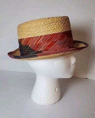 Vintage Cavanagh Straw Pork Pie Hat Size 7