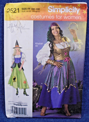 Simplicity Costume Pattern 2521 Gypsy Witch Khaliah Ali Plus 18W-24W Uncut