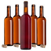 Kadax Weinflasche Aus Glas Mit Korken , 750Ml, Braun, 10 StüCk