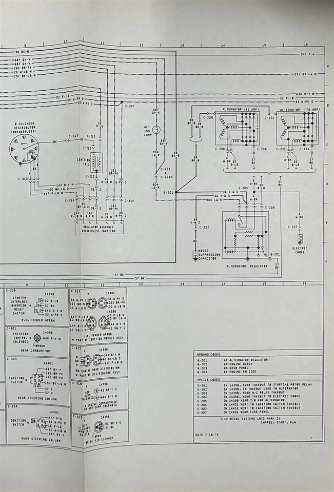 Lincoln Mark IV 1975 diagrama de cableado plegable esquema eléctrico 4 original 75 Foto 4 de 4