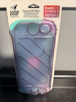 Savage Raven Grip With Cover For Switch 2 Teal grip with purple cover