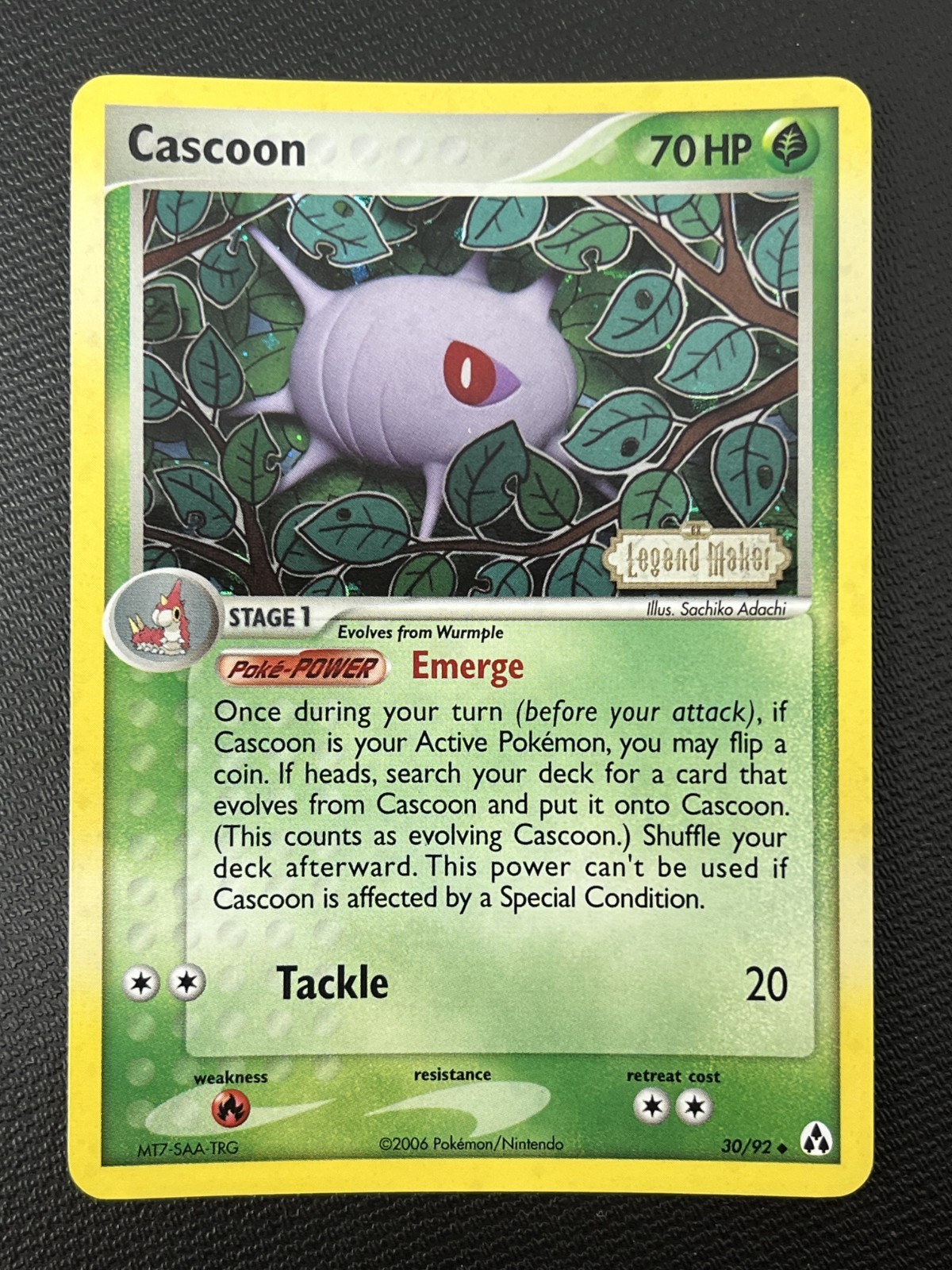 Cascoon 30/92 EX Legend Maker Stamped Reverse Holo Pokémon TCG Card NM