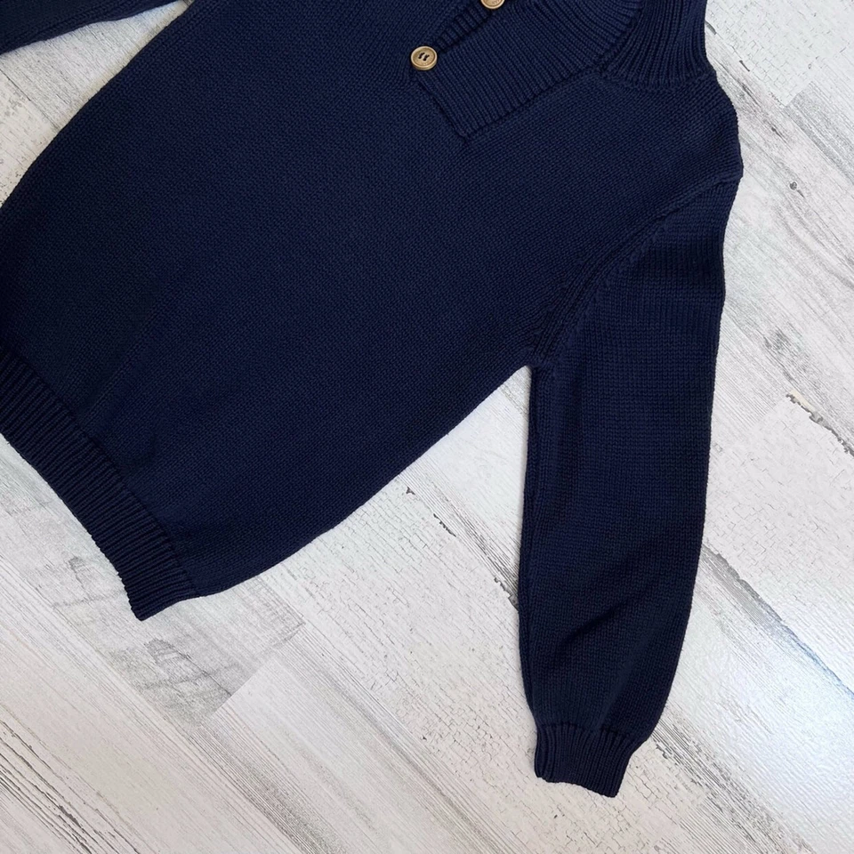 Appaman Boys Sweater Size 4T Navy Cotton Mock Neck Long Sleeve Ribbed Knit Cozy - Image 3 of 4