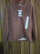 Coleman Lined Henley Shirt Bonded Waffle Sherpa 1/4 Snap Copper Heather Mens S