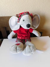 GREY PLUSH CHRISTMAS MOUSE PLUSH FROM COMMONWEALTH