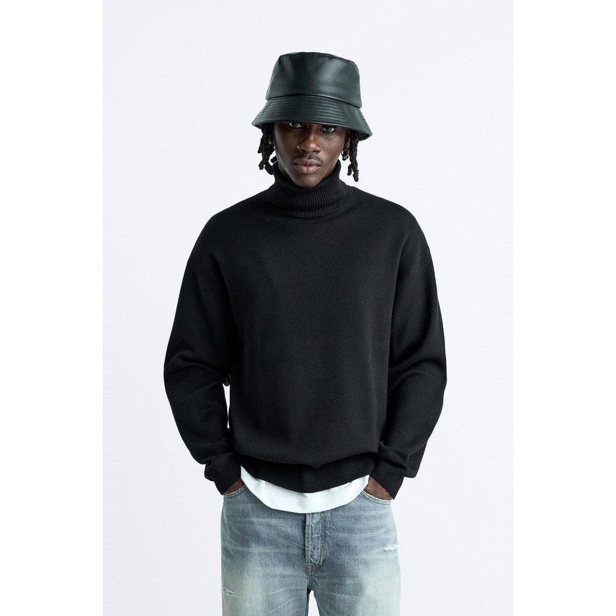 High Neck Mens Roll Neck Jumper Zara ZARA Black Turtleneck Sweater