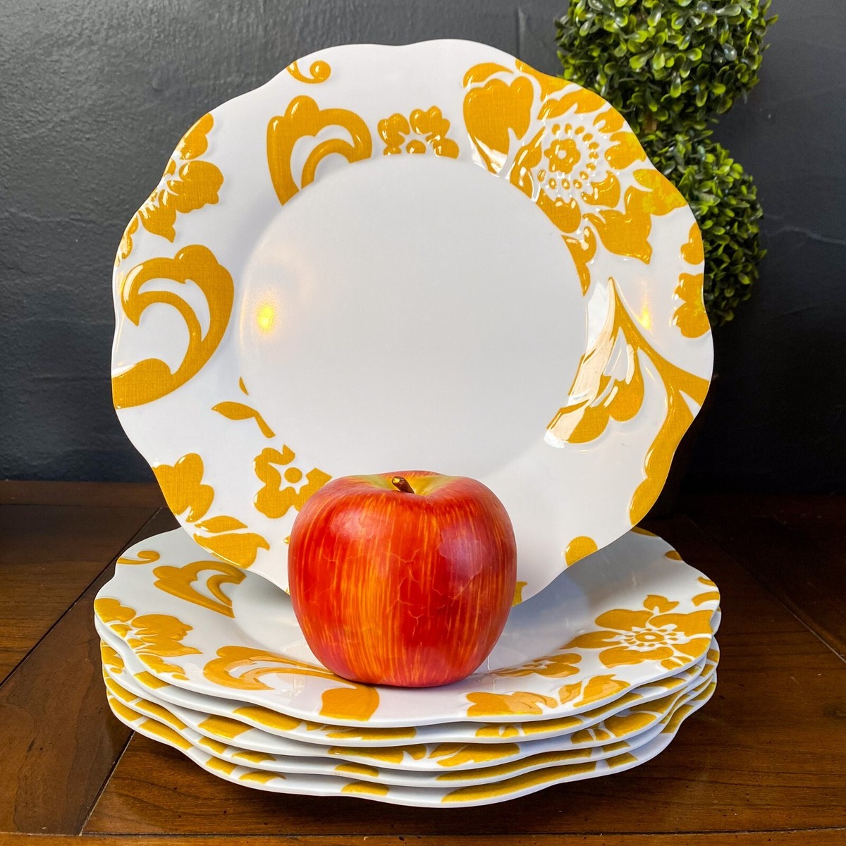Set of FOUR Better Homes Citrus Blossoms Melamine Dinner Plate