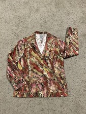 CHICO'S size 1 M/8 JACKET Animal print GOLD SHIMMER PRETTY Fall Colors Z23