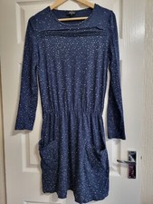 A.P.C Rue Madame Navy Colour Splatter Casual Tea Dress Long Sleeve Pocket Size S