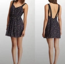 BCBGeneration Strappy Back Skater Style Textured Mini Dress Pockets Size 4