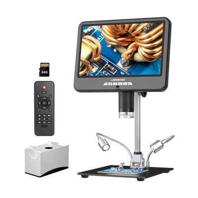 LM210S 4K 60FPS Digital Microscope HDMI 2.0 with Audio, 10.1'' LCD 4K Solderi...