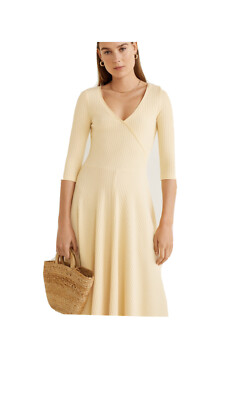 Mango Small ribbed midi Elegant & Casual Spring, Summer Winter Yellow Dress  | eBay