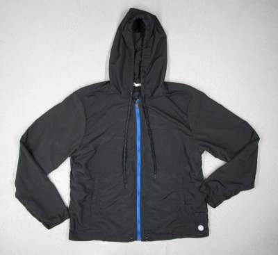 Outerknown Jacket Mens Large Black Ripstop Full Zip Hooded Windbreaker Hike