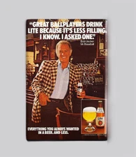 BOB UECKER / MILLER LITE VINTAGE AD - 2" x 3" POSTER MAGNET (brewers beer mlb)