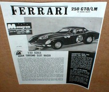 1967 Monogram Chaparral Coupe Slot Car Racing 1/24 Info Sheet PHOTO COPY ONLY
