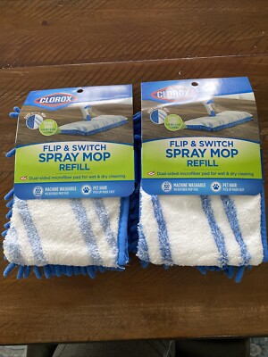 2x Clorox Flip & Switch Mop Refill Dual Sided Wet/Dry Cleaning Pad FREE ...