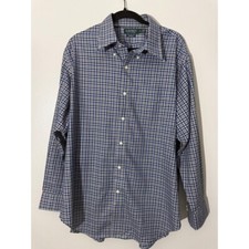 Lauren Ralph Lauren Classic Fit Non Iron Blue Plaid Dress Shirt 17 1/2