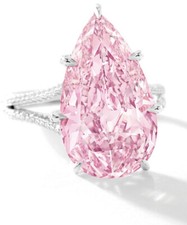 Hot Pink Pear Cut CZ 5.77CT Wedding Engagement Ring In Solid 925 Sterling Silver