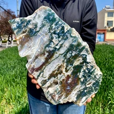 6.72LB Natural green moss agate crystal raw stone flakes quartz spiritual healin