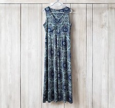 Talbots Floral Mandala V Neck Sleeveless Maxi Dress Wmns Sz PL Blue Multi Hemmed