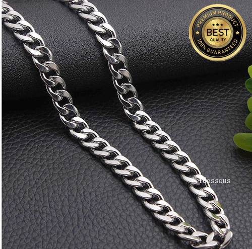 Cadena de plata 60 cm de espesor acero inoxidable cadena de plata cadena blindada mujer hombre collar - Imagen 1 de 10