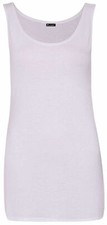Womens Scoop Neck Sleeveless Ladies Long Stretch Plain Vest Strappy T-Shirt Top