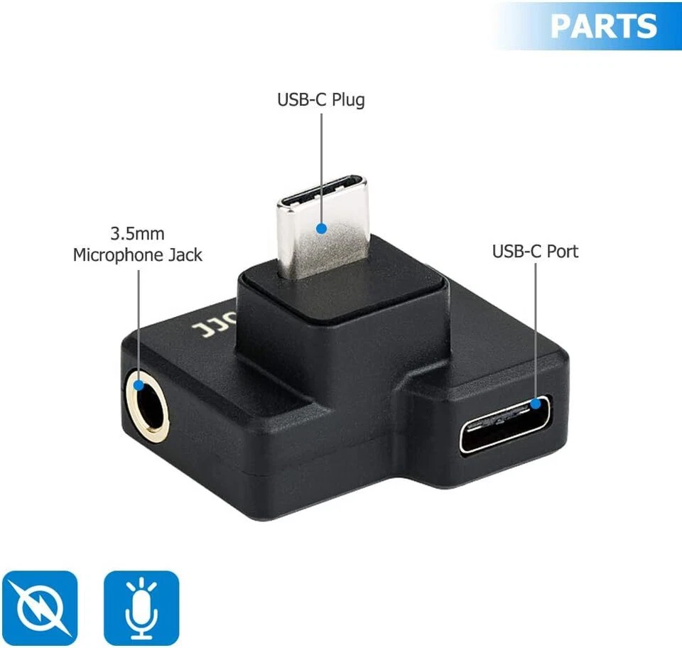 Adaptador USB-C de micrófono de audio de 3,5 mm accesorios para cámara de acción DJI Osmo Foto 3 de 4
