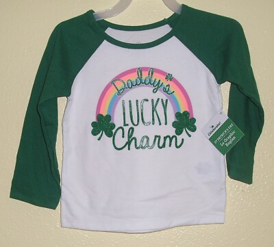 Way to Celebrate ~ Daddy's Lucky Charm St Patricks Day L/S Raglan Tee 18M NWT