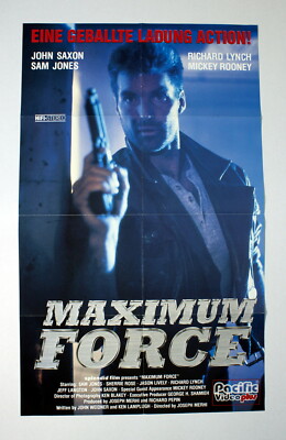 MAXIMUM FORCE * VIDEO-POSTER A1 52x84cm German 1-Sheet ´92 John SAXON Sam JONES