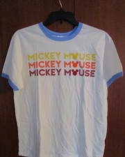 New Disney Parks Ringer Mickey Logo Tee XL Cotton  Poly Chest 53 Length 28.5 in